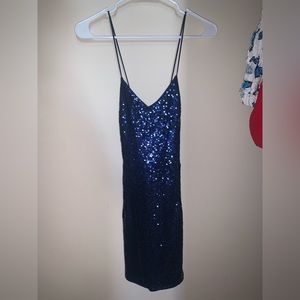 Blue sequin dress